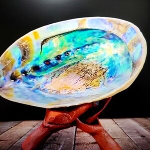 NWT Wooden Abalone Shell Holder * White Or Brown * Smudging Supplies